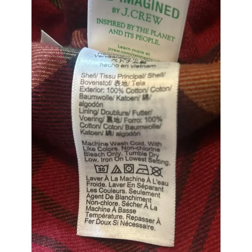 J. Crew Men's Re-imagined 2024 Oarsman Label Plaid Lining Red Plaid Barn Coat XL